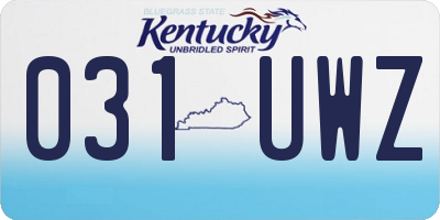 KY license plate 031UWZ
