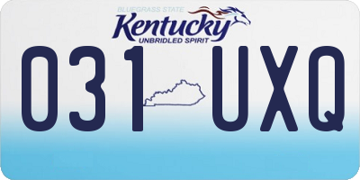 KY license plate 031UXQ