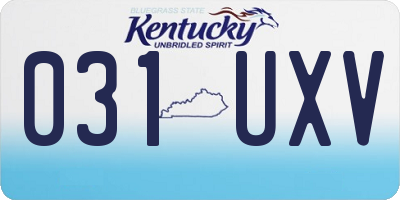 KY license plate 031UXV