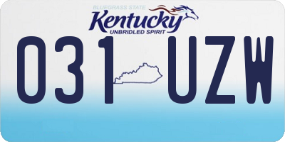 KY license plate 031UZW
