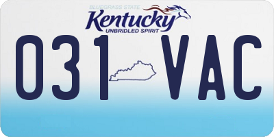 KY license plate 031VAC