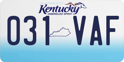 KY license plate 031VAF