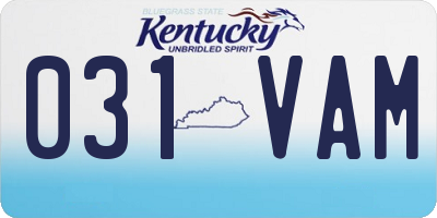KY license plate 031VAM
