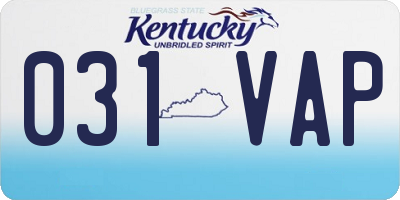 KY license plate 031VAP