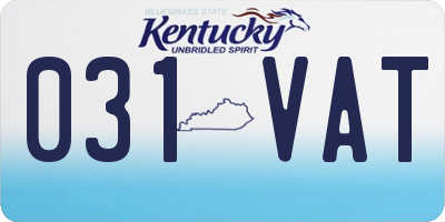 KY license plate 031VAT