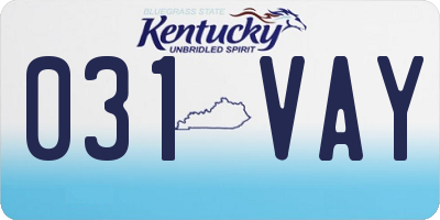 KY license plate 031VAY