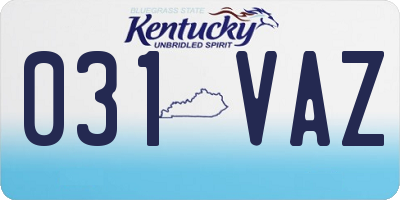KY license plate 031VAZ