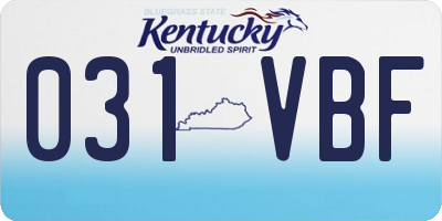 KY license plate 031VBF