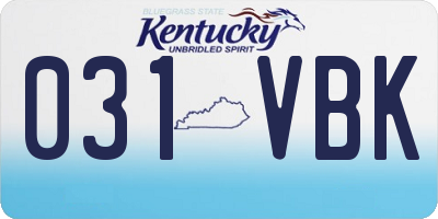 KY license plate 031VBK