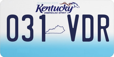 KY license plate 031VDR