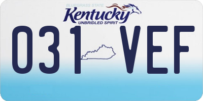 KY license plate 031VEF