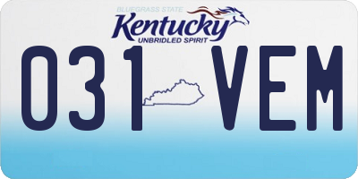 KY license plate 031VEM