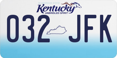KY license plate 032JFK
