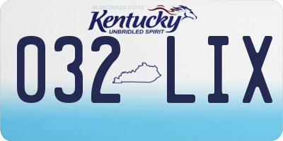 KY license plate 032LIX