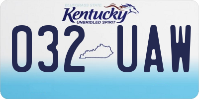 KY license plate 032UAW