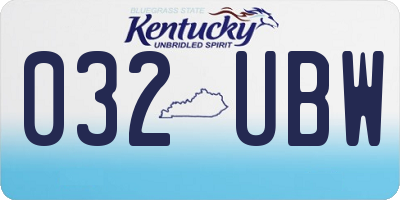KY license plate 032UBW