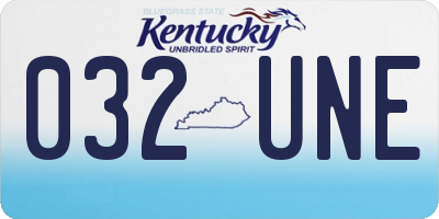 KY license plate 032UNE