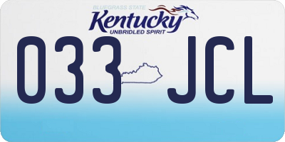 KY license plate 033JCL