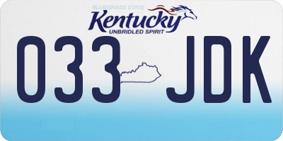 KY license plate 033JDK