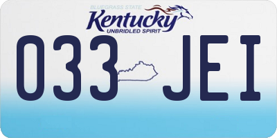 KY license plate 033JEI