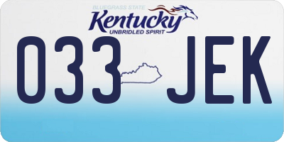 KY license plate 033JEK