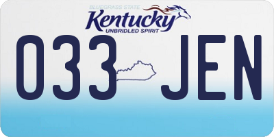 KY license plate 033JEN