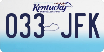 KY license plate 033JFK