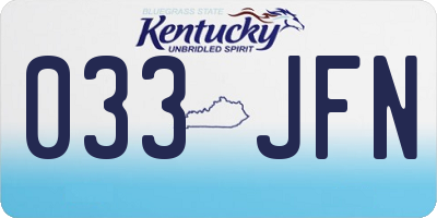 KY license plate 033JFN