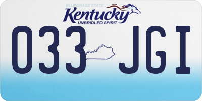 KY license plate 033JGI