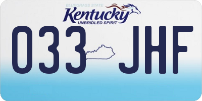 KY license plate 033JHF