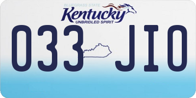 KY license plate 033JIO