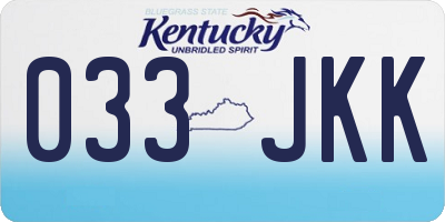 KY license plate 033JKK