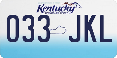 KY license plate 033JKL