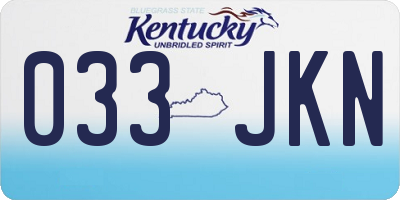 KY license plate 033JKN