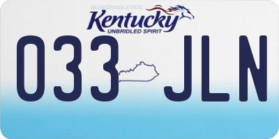 KY license plate 033JLN