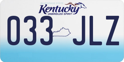KY license plate 033JLZ