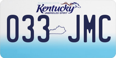 KY license plate 033JMC