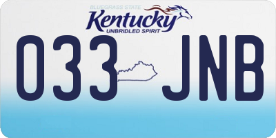 KY license plate 033JNB