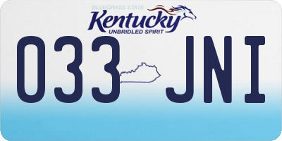 KY license plate 033JNI