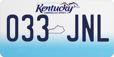 KY license plate 033JNL