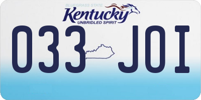 KY license plate 033JOI