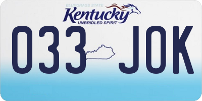 KY license plate 033JOK