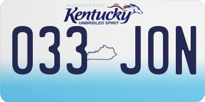 KY license plate 033JON