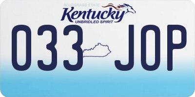 KY license plate 033JOP