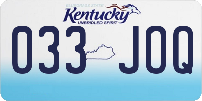 KY license plate 033JOQ
