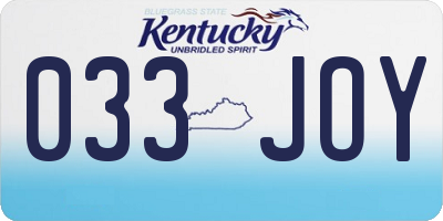 KY license plate 033JOY