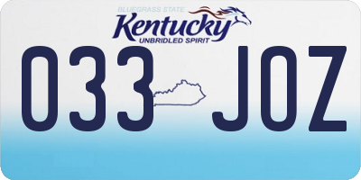 KY license plate 033JOZ