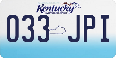 KY license plate 033JPI