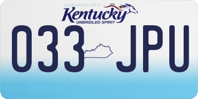 KY license plate 033JPU