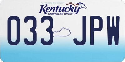 KY license plate 033JPW